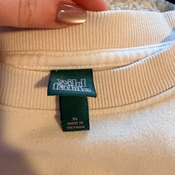 Wild Fable Cream Crewneck Sweater with Blue Graphic - Picture 2 of 2